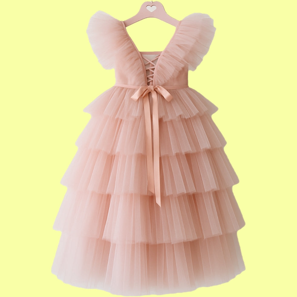 Blush Cloud Tiered Gown