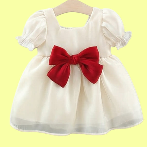 Peach Blossom Charm: Bow Accent Sundress