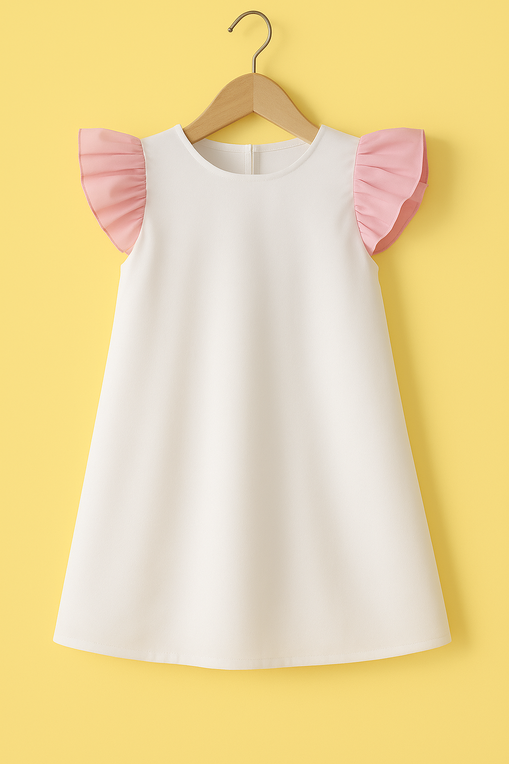 Avana White Dress with Ruffled Sleeves for Girls